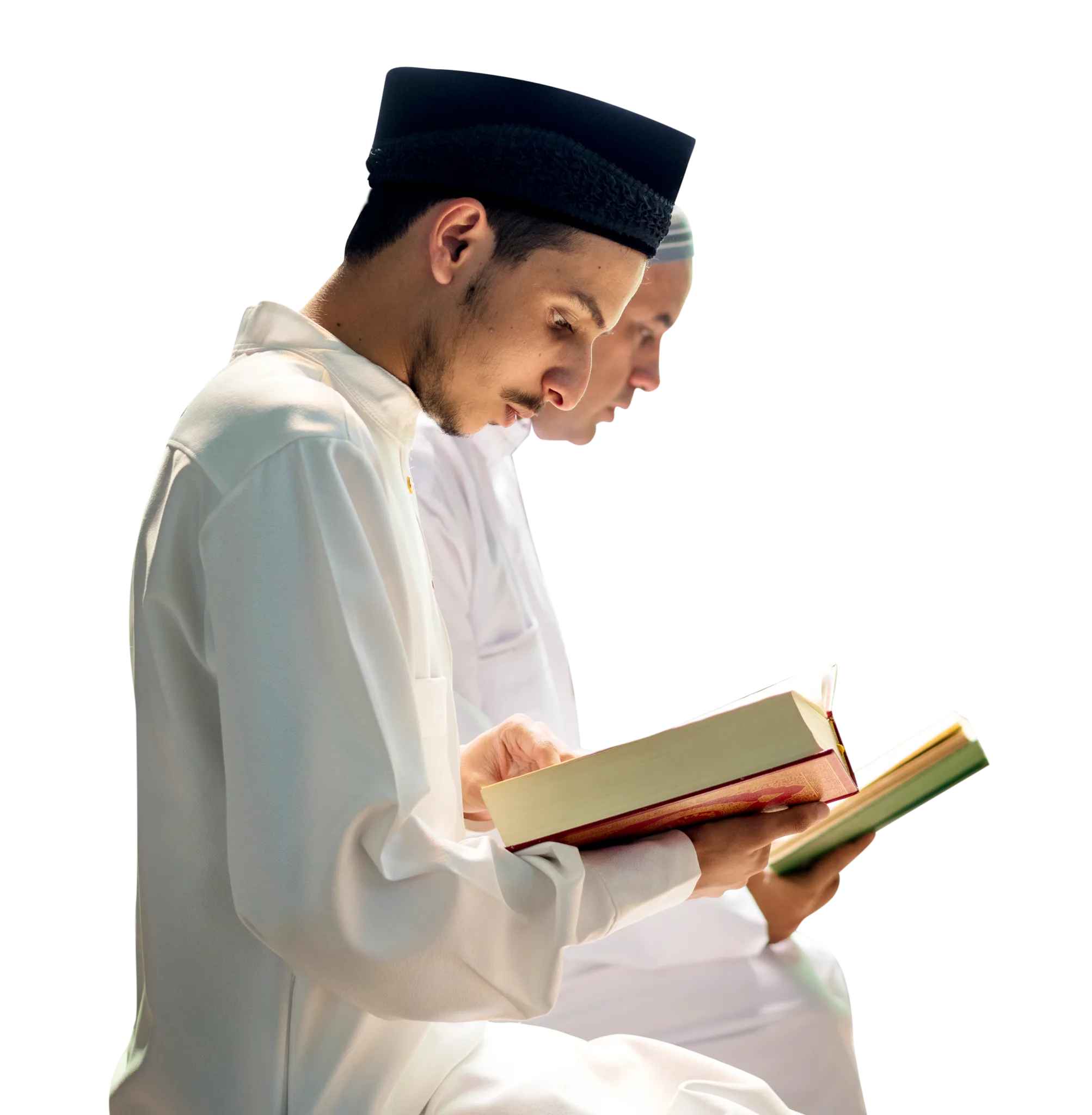 Muslims reading from the quran on transparent background PNG e1696891872575 5