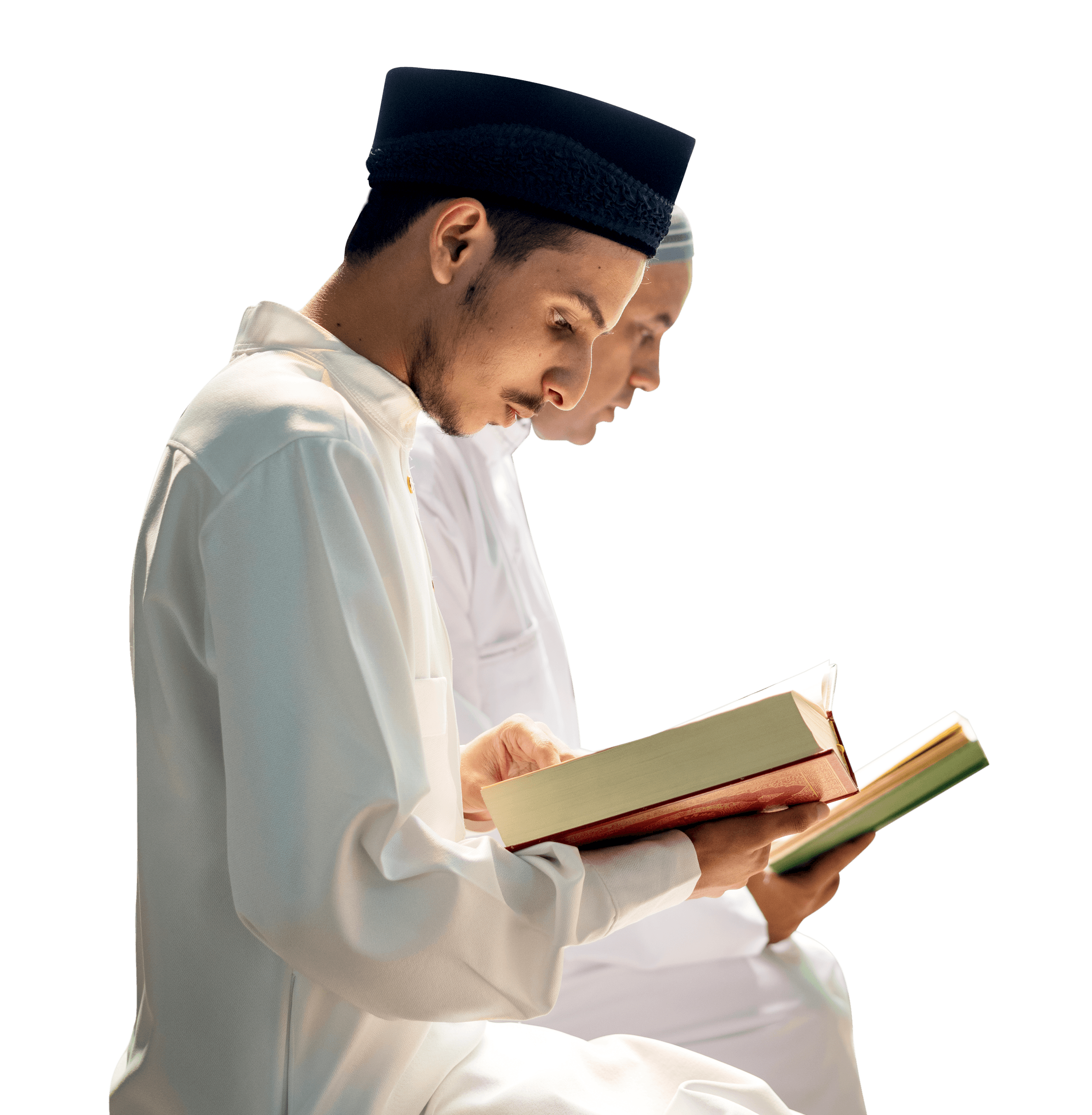 Muslims reading from the quran on transparent background PNG e1696891872575 5
