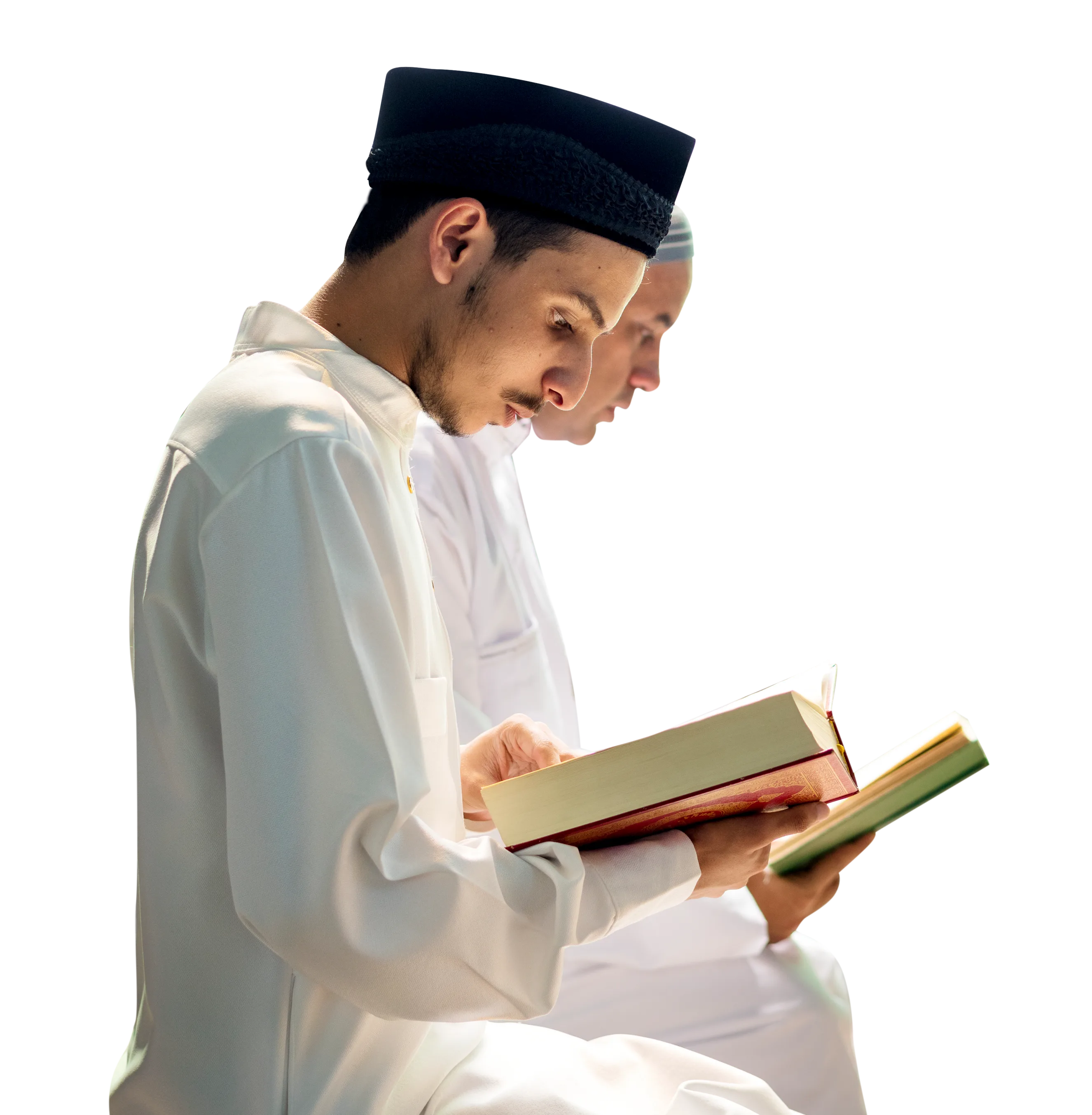Muslims reading from the quran on transparent background PNG e1696891872575 5